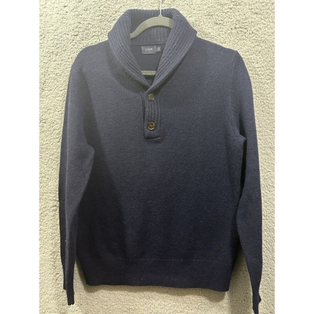J CREW 100% Lambs Wool Collard 1/4 Button Henley Pullover Sweater Shirt Small